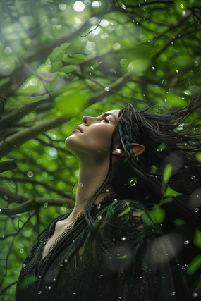 绿野森林自然风格美女艺术照写真图片